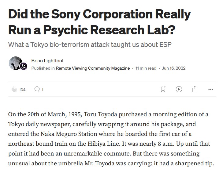 Sony psychic research article
